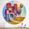 Designart - House With Red Roof In The Village - Modern Metal Circle Wall Art